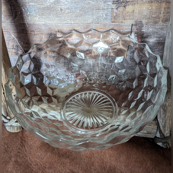 Vintage 50's Fostoria American Large Heavy Crystal Serving Bowl - Picture 6 of 10